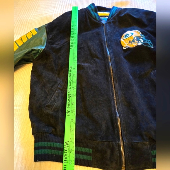 GREEN BAY PACKERS VINTAGE 1990s  SUEDE & LEATHER BOMBER JACKET. SIZE LARGE. - Picture 7 of 10